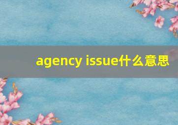 agency issue什么意思